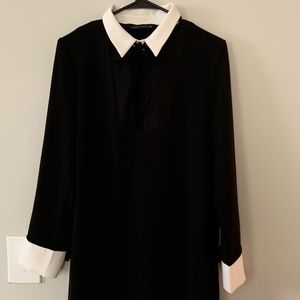 White collar black dress